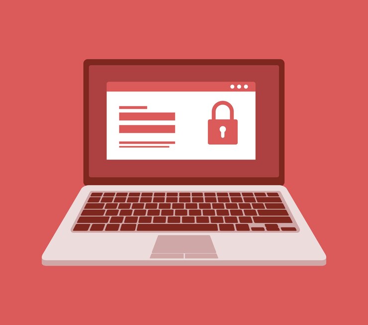 Vector ilustración vectorial de advertencia de error del sistema portátil atención de virus ataque de piratas informáticos y concepto de vector de seguridad web estafa de phishing seguridad de red e internet