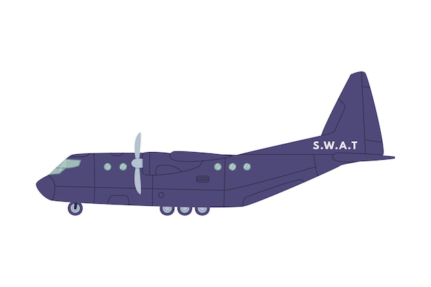 Ilustración vectorial de aeronaves o aviones como vehículos SWAT o vehículos de rescate y unidades tácticas policiales