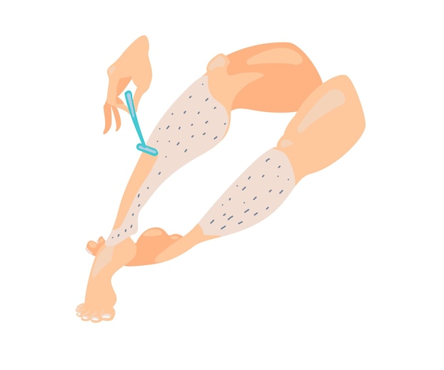 Ilustración vectorial Afeitado de piernas con una depilación con navaja