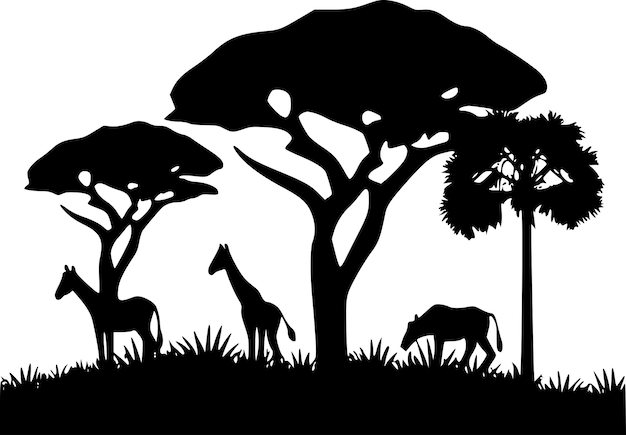 Vector ilustración vectorial de áfrica en blanco y negro