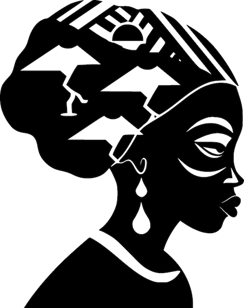 Vector ilustración vectorial africana en blanco y negro