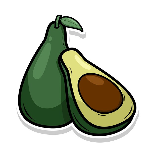 Ilustración vectorial de aguacate rojo en fondo blanco