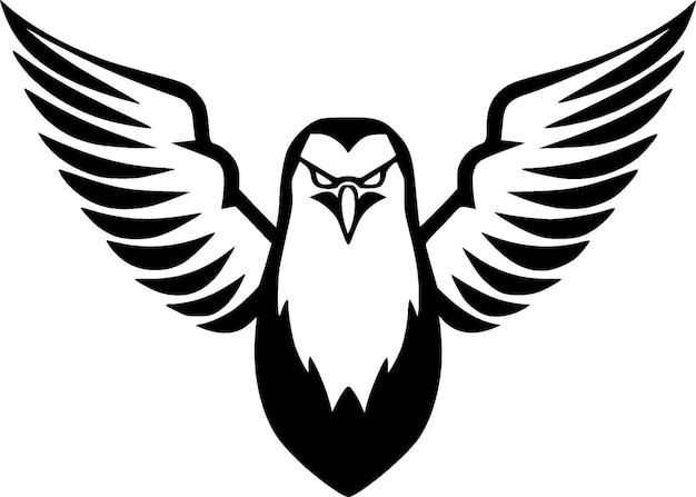 Ilustración vectorial de águila en blanco y negro