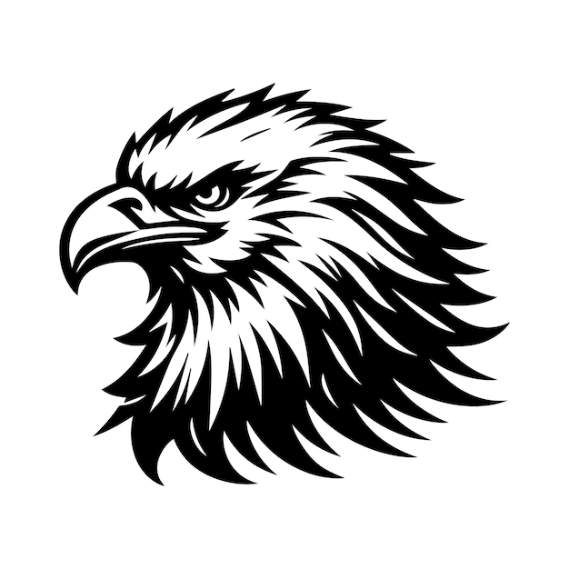 Ilustración vectorial de águila calva silueta Diseño de ilustración vectoria de águila en estilo de colores retro