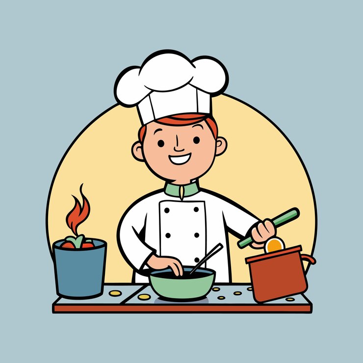 Vector ilustración vectorial aislada de arte de clips de chef en un fondo blanco