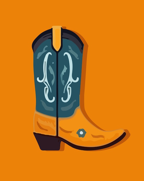 Vector ilustración vectorial aislada de una bota de vaquero del oeste salvaje festival de vaqueros