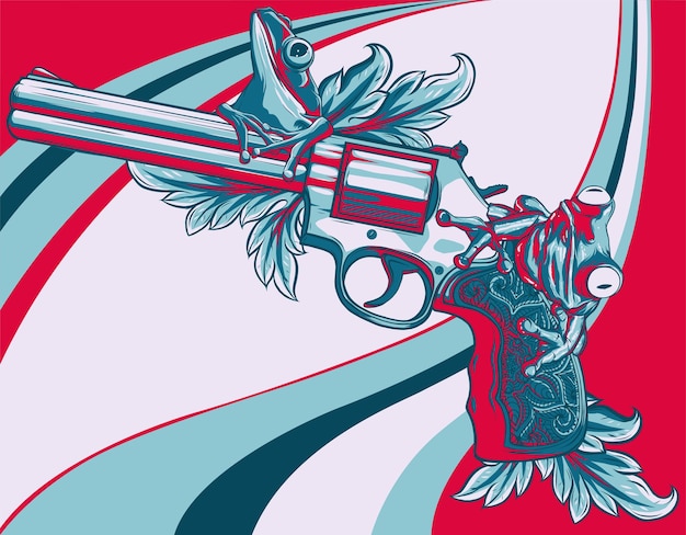 Ilustración vectorial aislada del concepto de revólver de seis tiros vintage