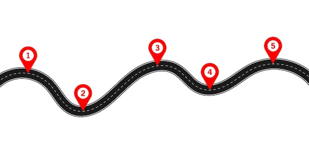 Ilustración vectorial aislada de curvas de carretera en un fondo transparente