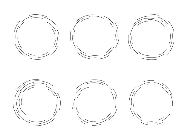 Ilustración vectorial aislada de decoración artística en forma de línea de trazo de círculo