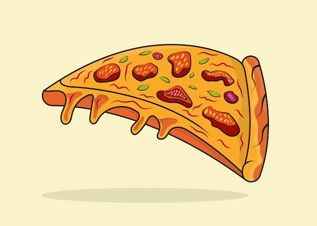 Ilustración vectorial aislada de deliciosas rebanadas de pizza con varios ingredientes