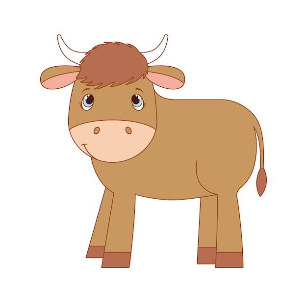 ilustración vectorial aislada de dibujos animados lindo buey