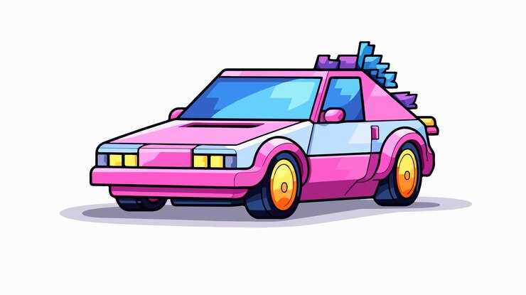 Vector ilustración vectorial aislada de dibujos animados de pixel art unicorn
