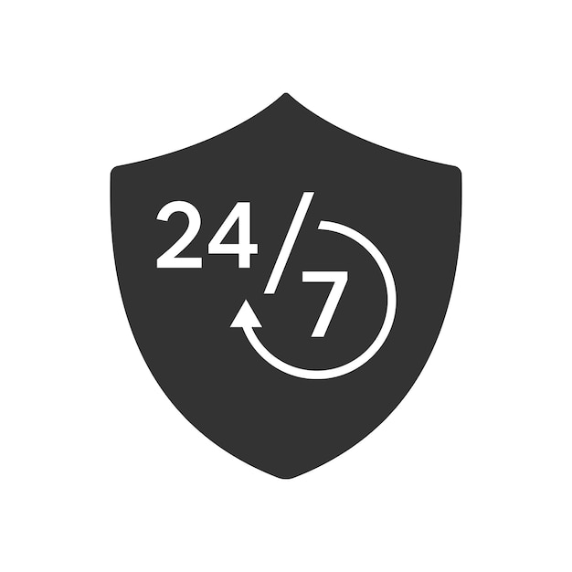 Ilustración vectorial aislada de la forma del escudo de protección de todo el día o del icono de seguridad de todo el tiempo