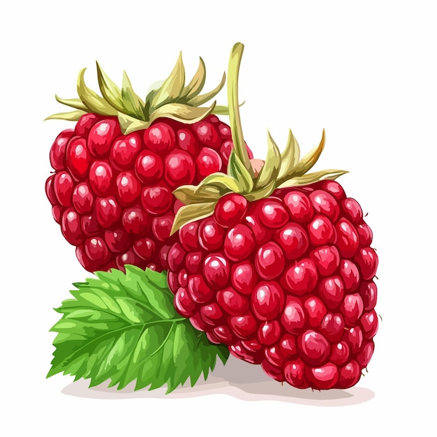 Ilustración vectorial aislada de frutas de frambuesa jugosas