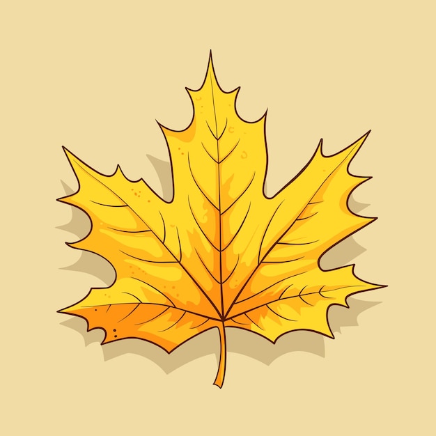 Ilustración vectorial aislada de la hoja de arce amarilla de otoño