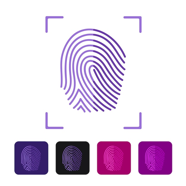 Ilustración vectorial aislada del icono de la huella dactilar