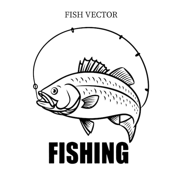 Ilustración vectorial aislada del pargo negro El logotipo de la pesca del pargo rojo El emblema de la pesca para la empresa