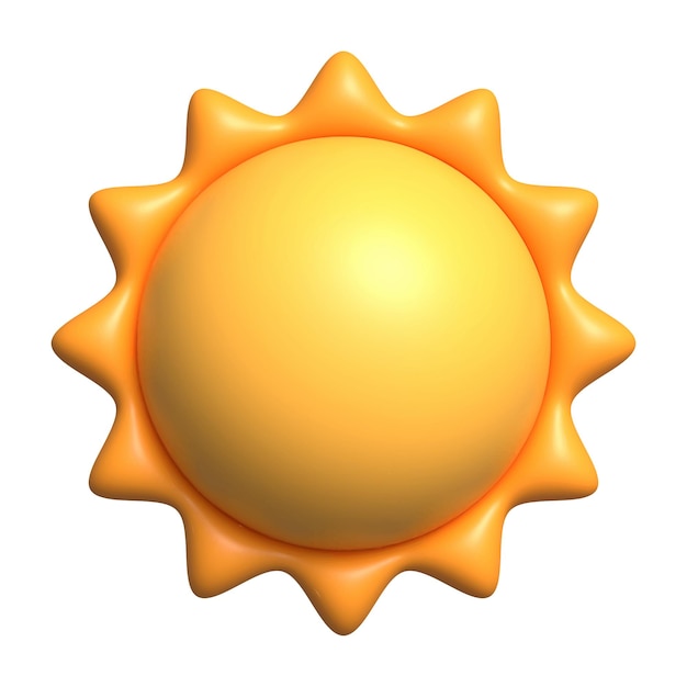 Ilustración vectorial aislada realista del ícono del sol en 3D