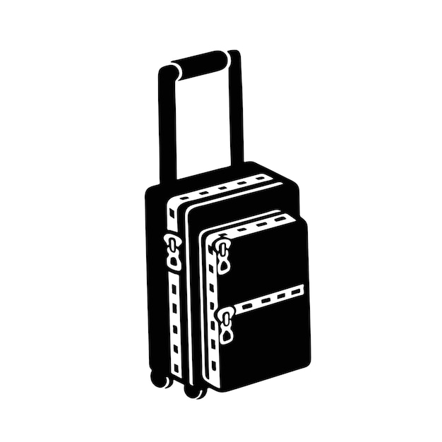 Ilustración vectorial aislada y silueta de una maleta de equipaje de viaje