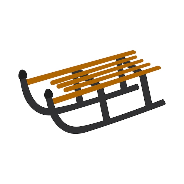 Ilustración vectorial aislada de trineo de madera