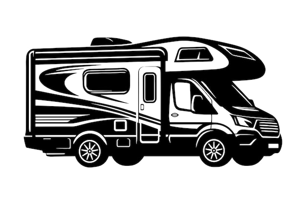 Ilustración vectorial aislada del vehículo de camper Van RV