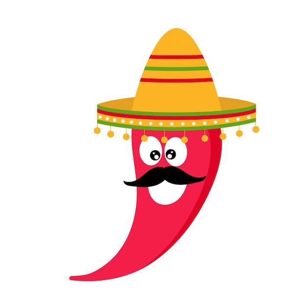 Ilustración vectorial con ají Ají en sombrero