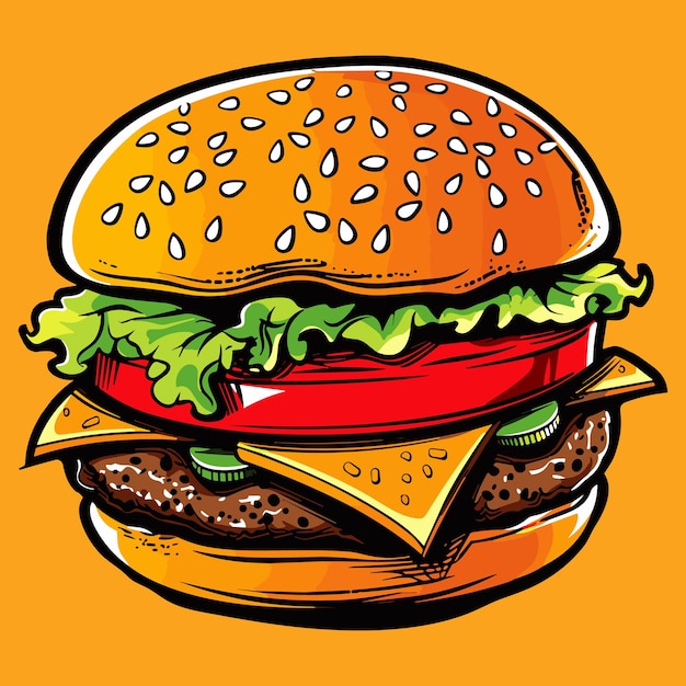 Ilustración vectorial al estilo del cómic de Burger Pop