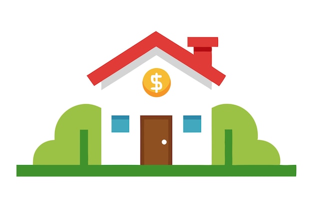 Ilustración vectorial al estilo de dibujos animados de la casa de dinero