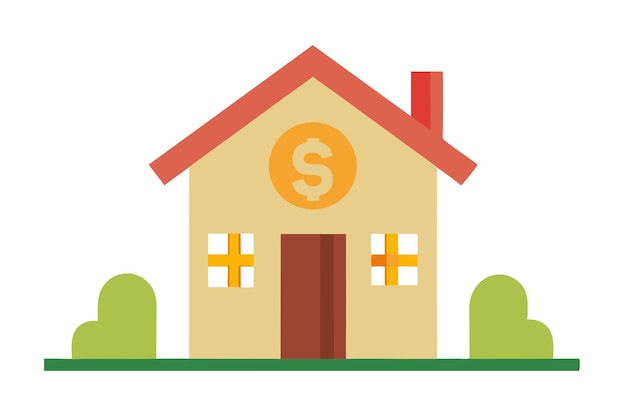 Ilustración vectorial al estilo de dibujos animados de la casa de dinero