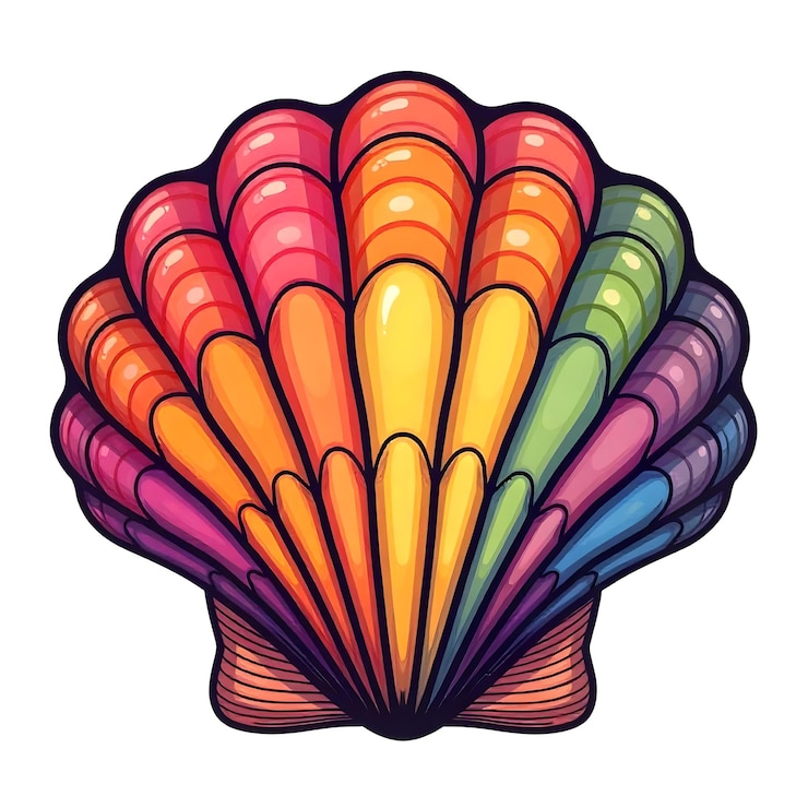 Vector ilustración vectorial al estilo de dibujos animados de clipart de conchas marinas