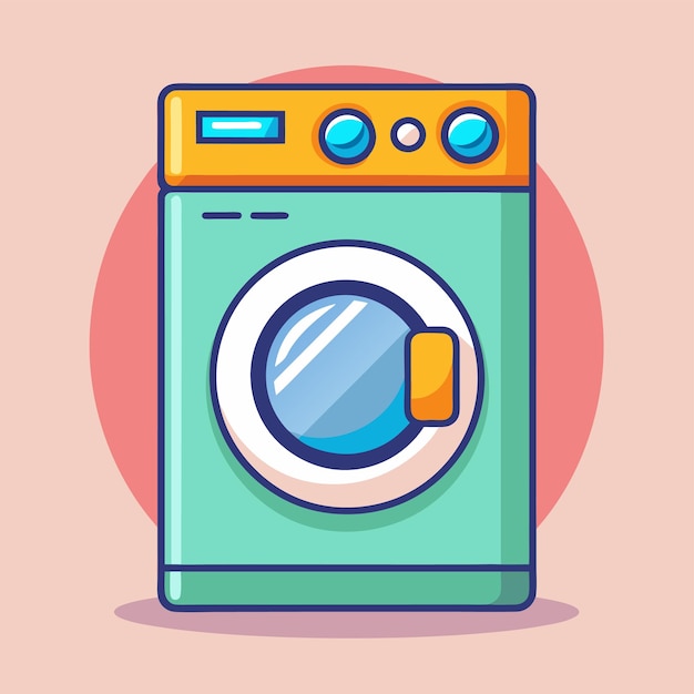 Ilustración vectorial al estilo de dibujos animados de clipart de la máquina de lavar