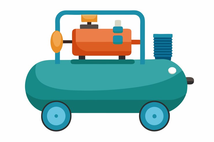Vector ilustración vectorial al estilo de dibujos animados del compresor de aire