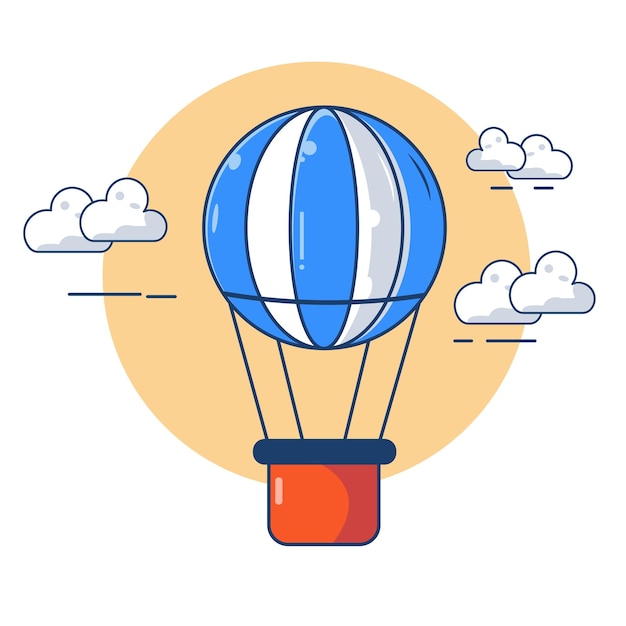Ilustración vectorial al estilo de dibujos animados de globo de aire caliente aislada sobre un fondo blanco
