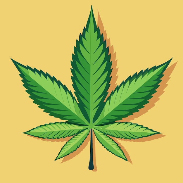 Ilustración vectorial al estilo de dibujos animados de la hoja de marihuana