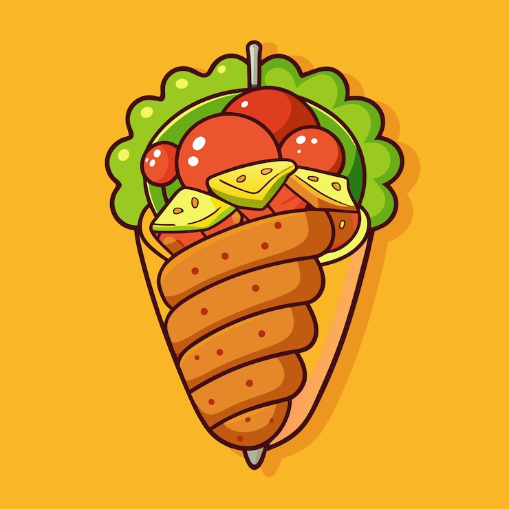 Vector ilustración vectorial al estilo de dibujos animados de kebab clipart