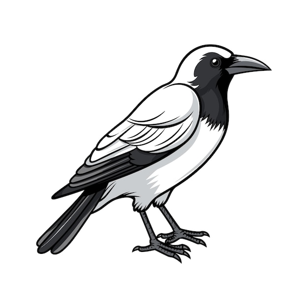 Ilustración vectorial al estilo de dibujos animados de pájaros urraca