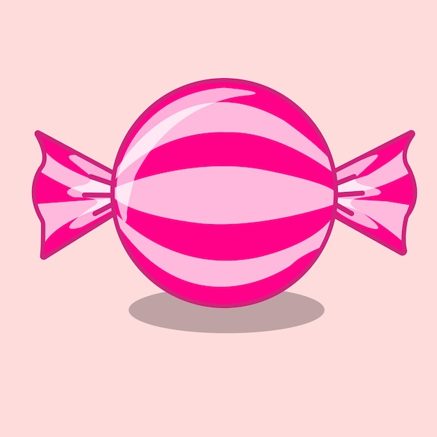 Ilustración vectorial al estilo de dibujos animados rosados y caramelos