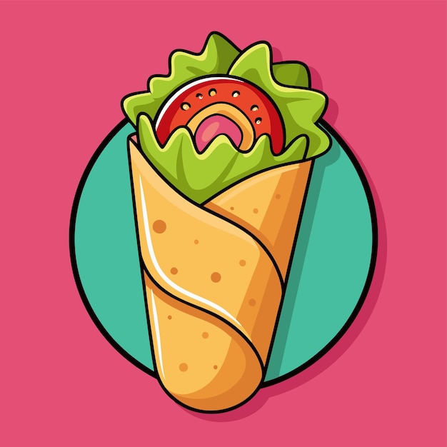 Ilustración vectorial al estilo de dibujos animados de Shawarma