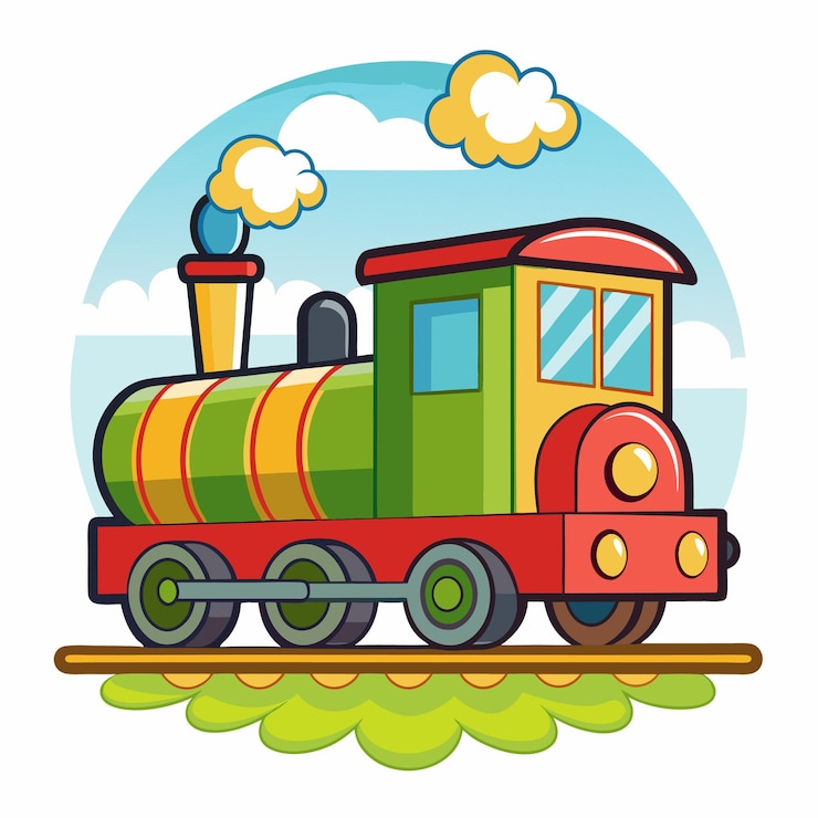 Vector ilustración vectorial al estilo de dibujos animados de tren