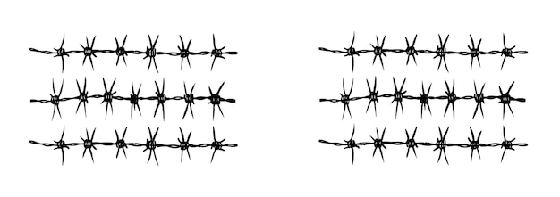 Ilustración vectorial de alambre de púas dibujada a mano en estilo boceto Elemento de diseño