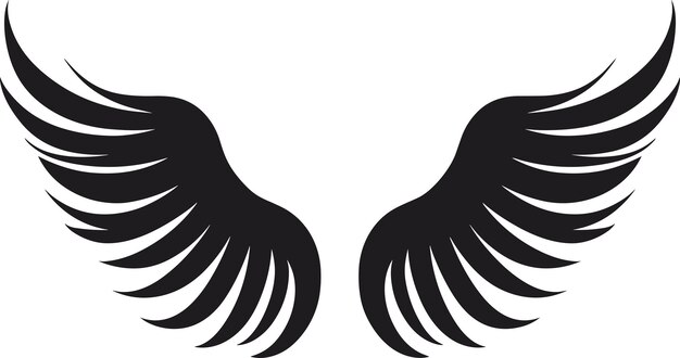Vector ilustración vectorial de alas de ángel para pegatinas de tatuaje y arte de pared