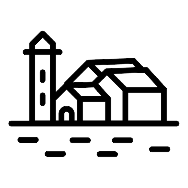 Ilustración vectorial de la aldea costera