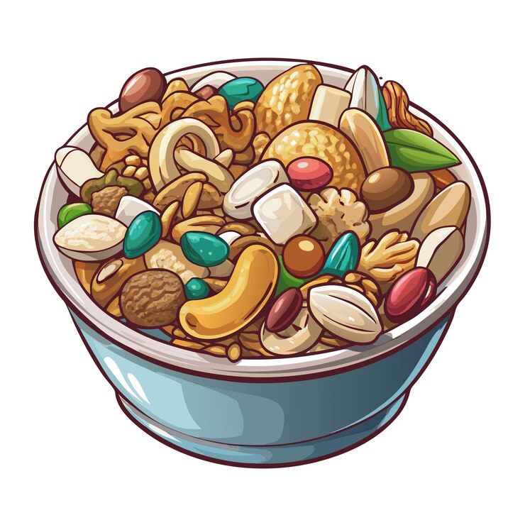 Vector ilustración vectorial de alimentos del bocadillo trail mix