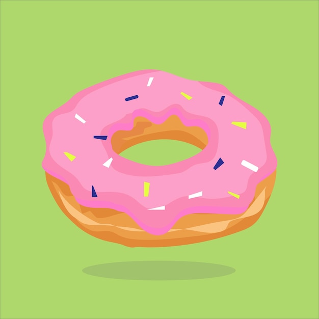 Ilustración vectorial de alimentos Donut dulce con crema rosada