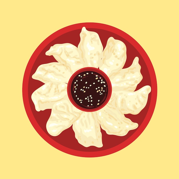 Vector ilustración vectorial de alimentos de gyoza