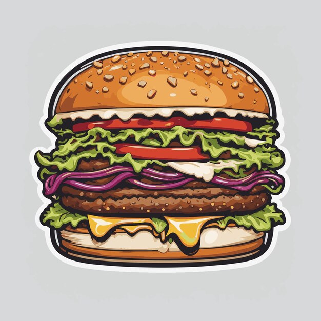 Ilustración vectorial de alimentos para hamburguesas