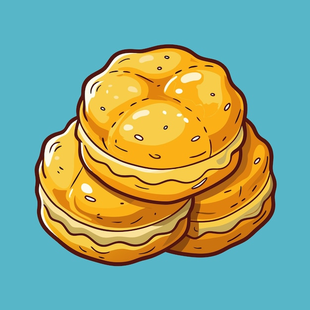 Ilustración vectorial de alimentos rústicos con galletas de leche de mantequilla