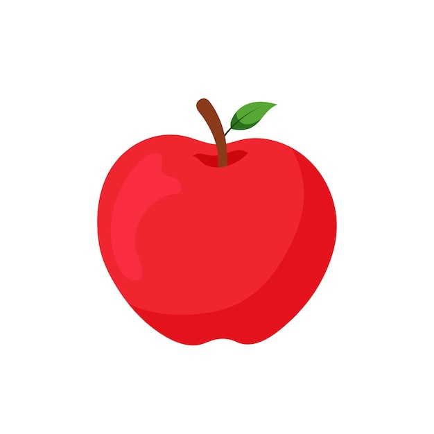 Ilustración vectorial de alimentos vegetarianos saludables con contorno de manzana y hoja dibujada a mano