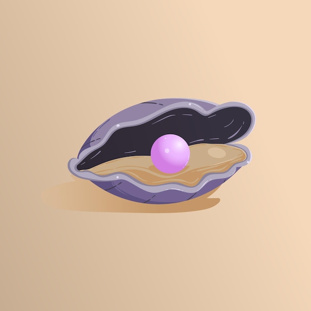 Vector ilustración vectorial de una almeja con una perla dentro