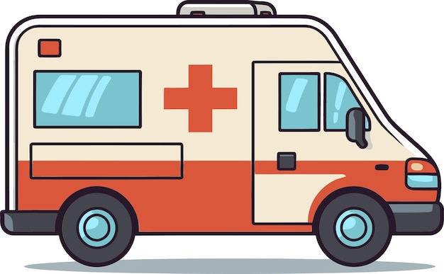Ilustración vectorial de una ambulancia que transporta a un paciente herido
